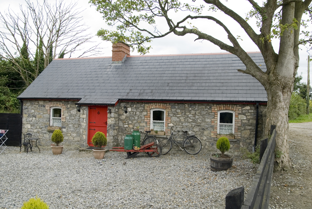 red door on cottage